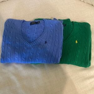 Two Sweaters; pretty blue and green
